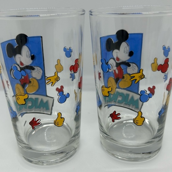 Vintage Disney Mickey Mouse Anchor Hocking Kid Size Drinking Glasses, EUC. - Picture 4 of 4